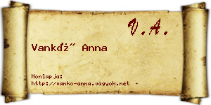 Vankó Anna névjegykártya