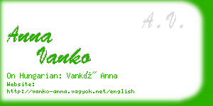 anna vanko business card